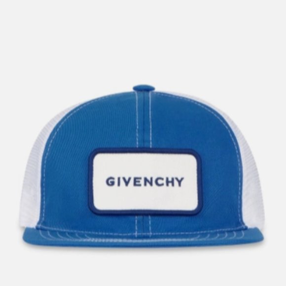 Givenchy Box Logo Patch Trucker Hat in Blue sz OSFA